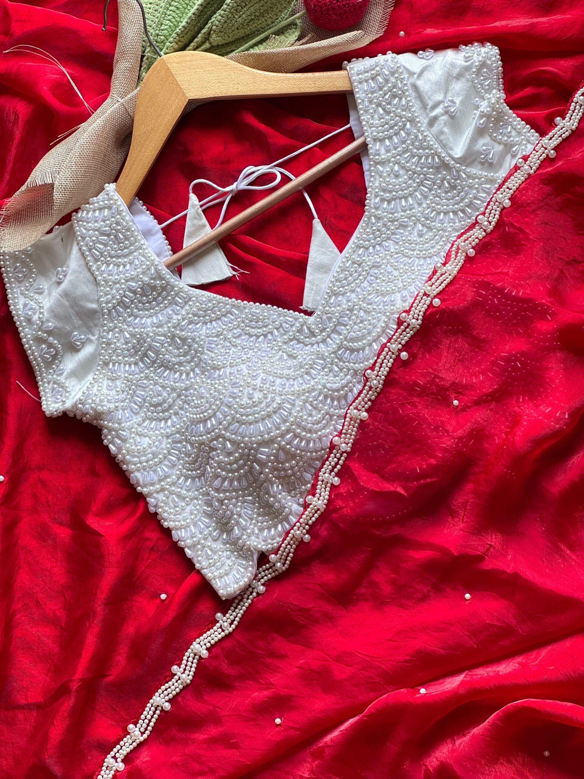 Soft space silk saree with fully handwork