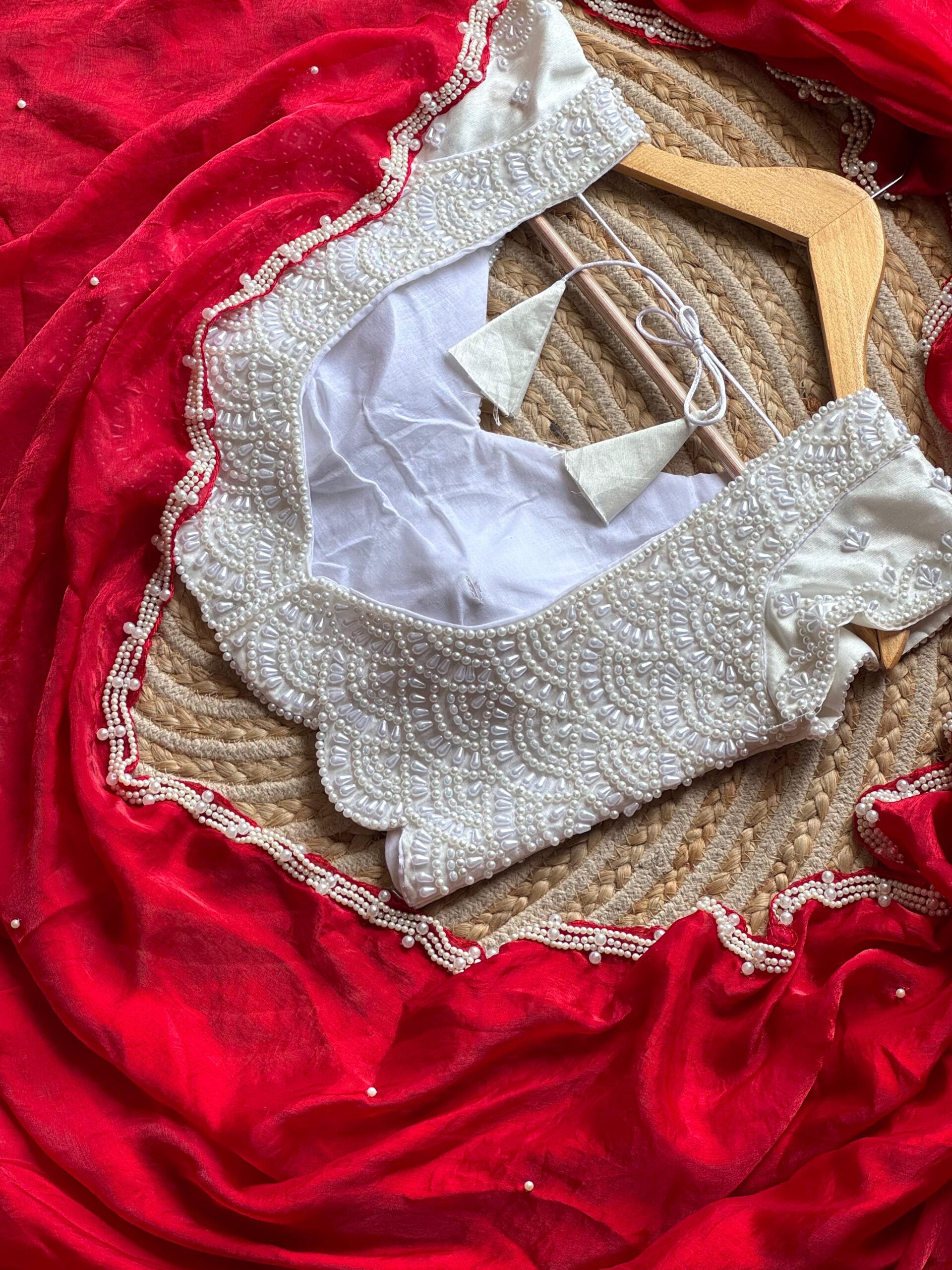 Soft space silk saree with fully handwork - Image 6