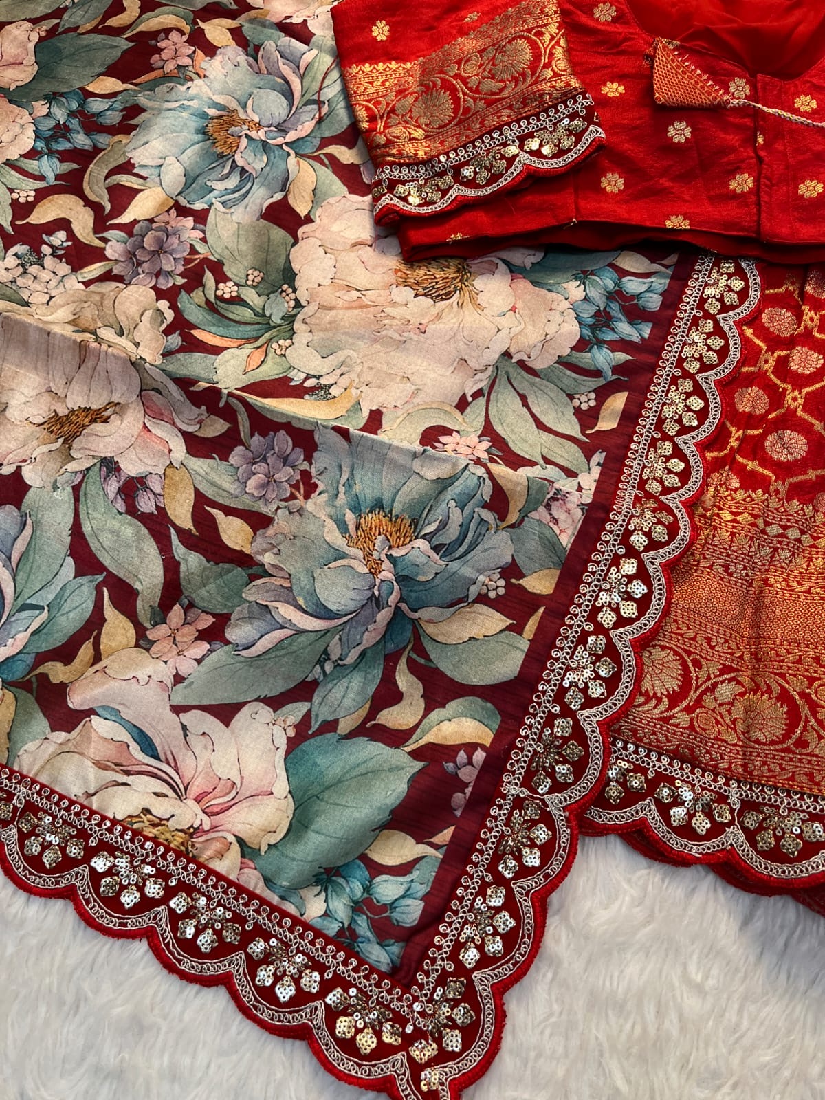 Pure Banarasi Zari Meena Weaved Stiched Lehanga - Image 17