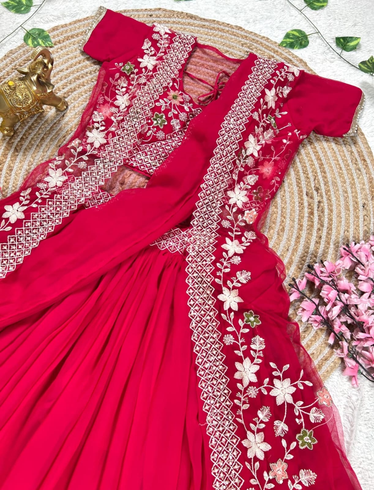 Oranjaa-Pinka Half Saree with Coat - Image 8