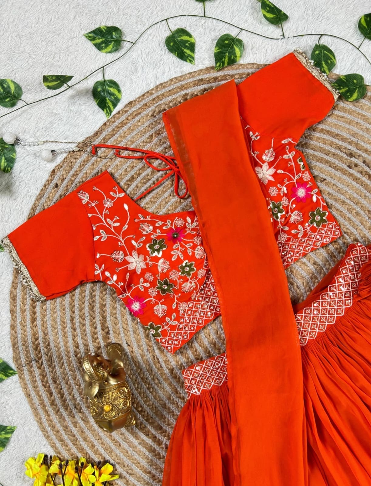 Oranjaa-Pinka Half Saree with Coat - Image 5