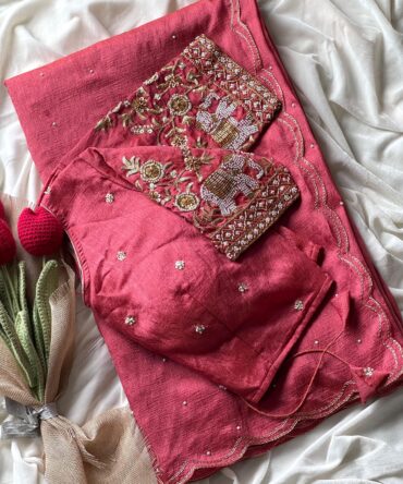 soft Sana pro  silk saree with heavy pearl sequence cutdana handwork