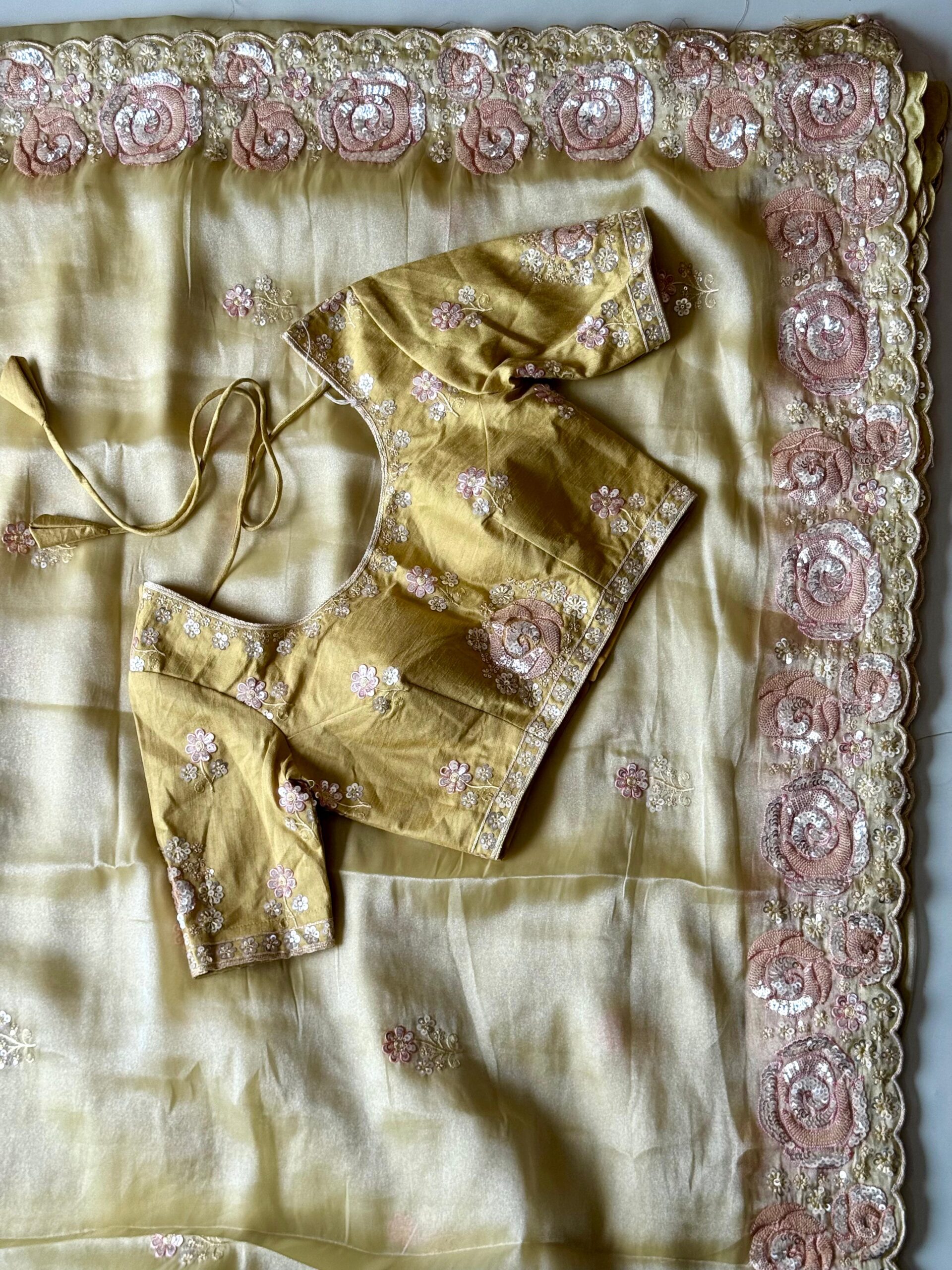 Premium space silk saree with coding work & multi colour sequence on all over the saree - Image 6