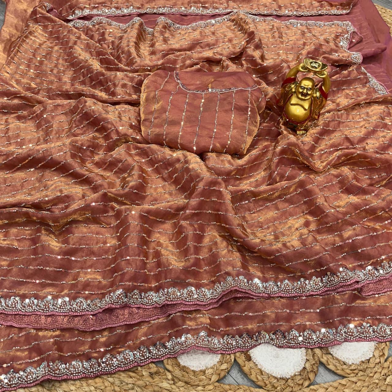 Space silk hand work saree - Image 4
