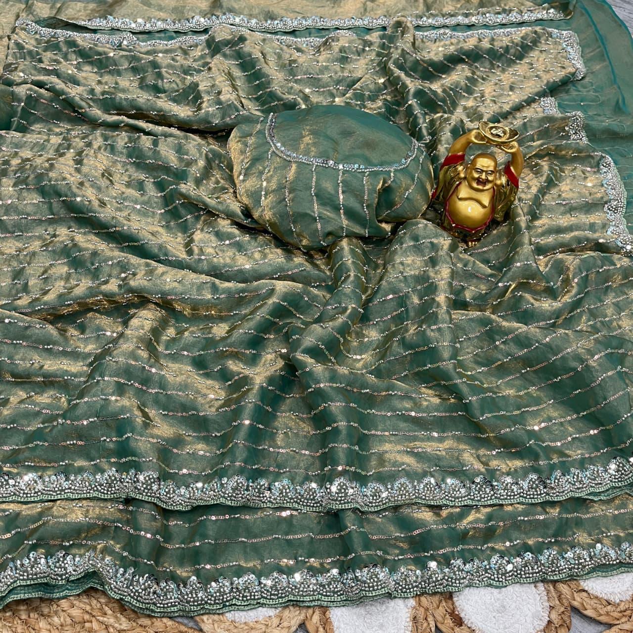 Space silk hand work saree - Image 3