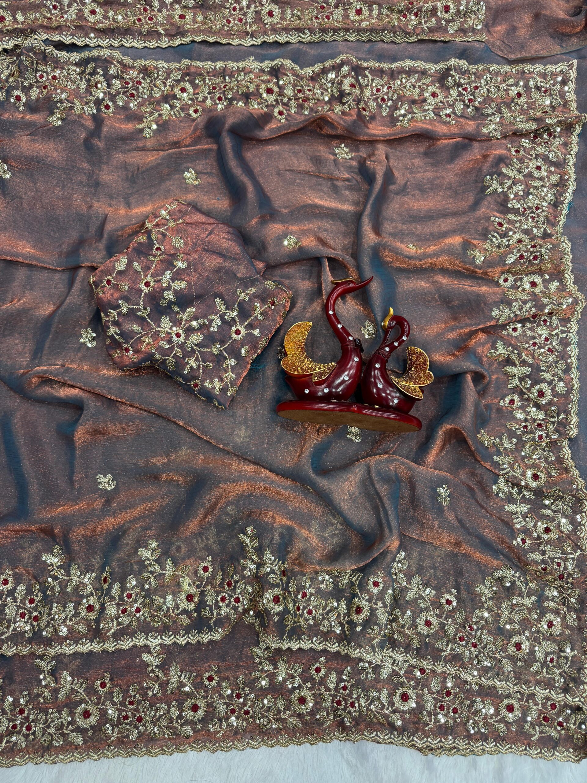 Sequins work embroidered saree - Image 8