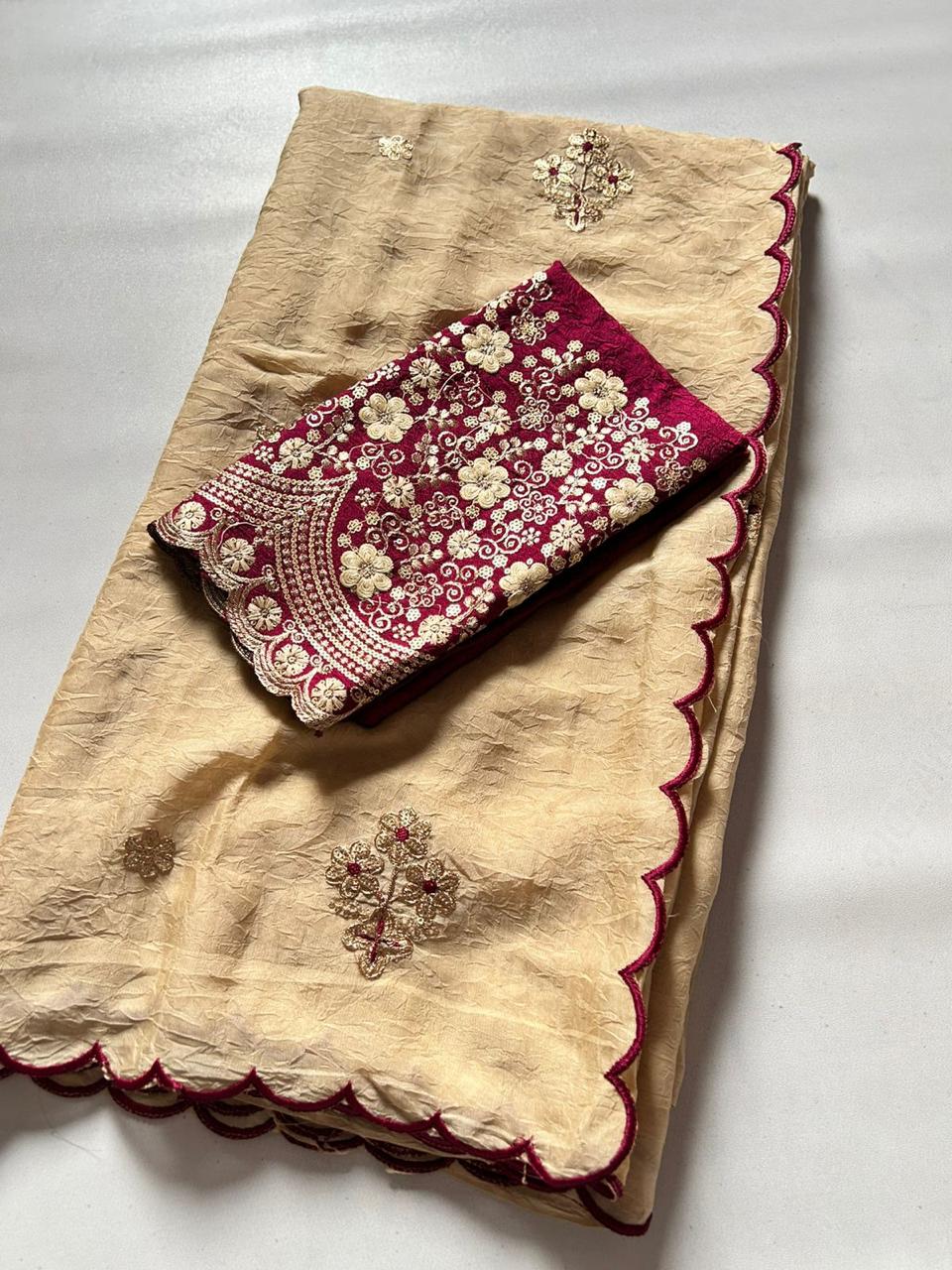 rangoli crush silk with beautiful sequence - Image 5