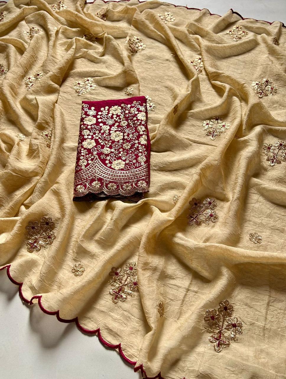 rangoli crush silk with beautiful sequence - Image 4