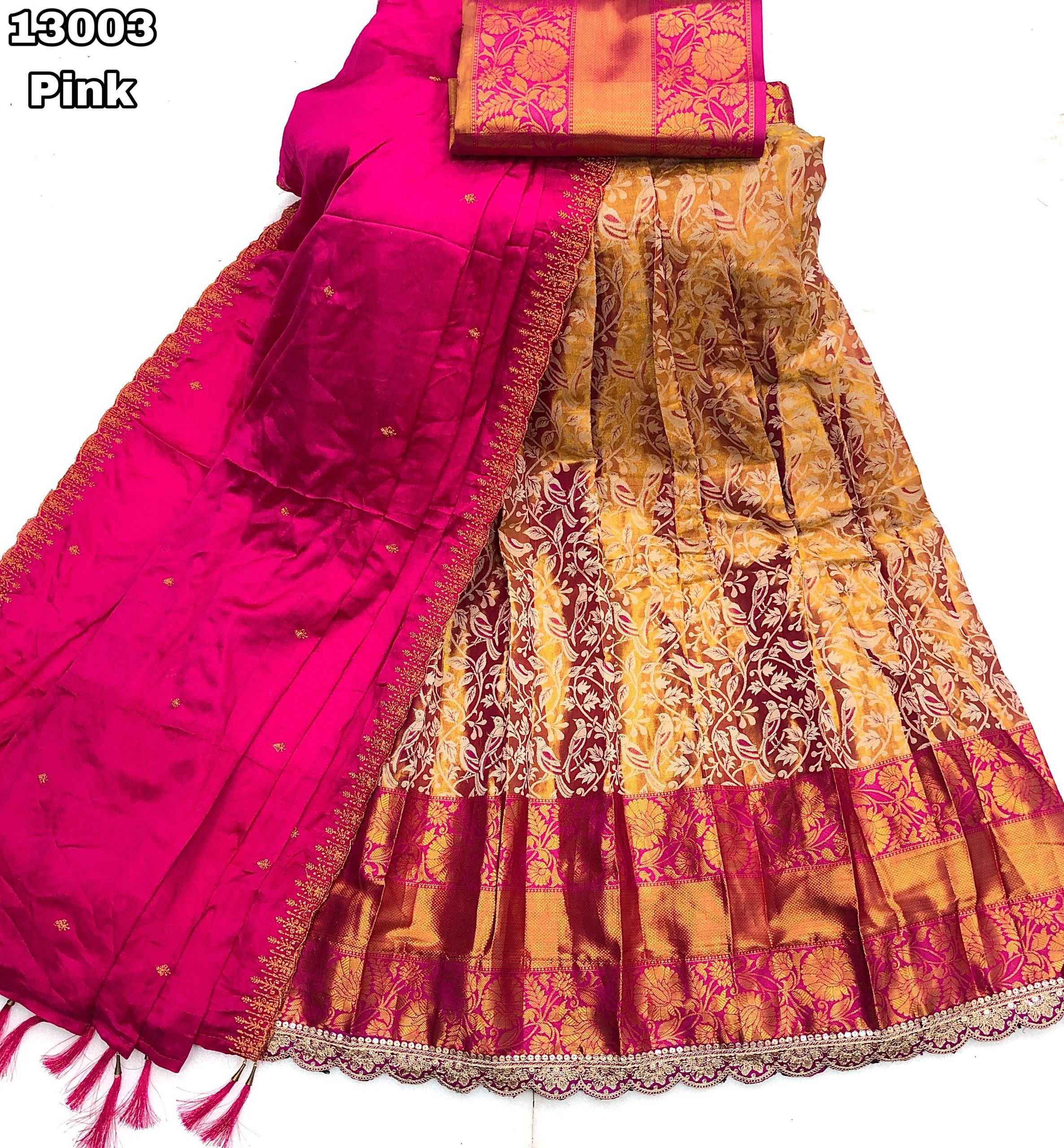 kanjivaram silk Gold zari weaving with sparrow - Image 3