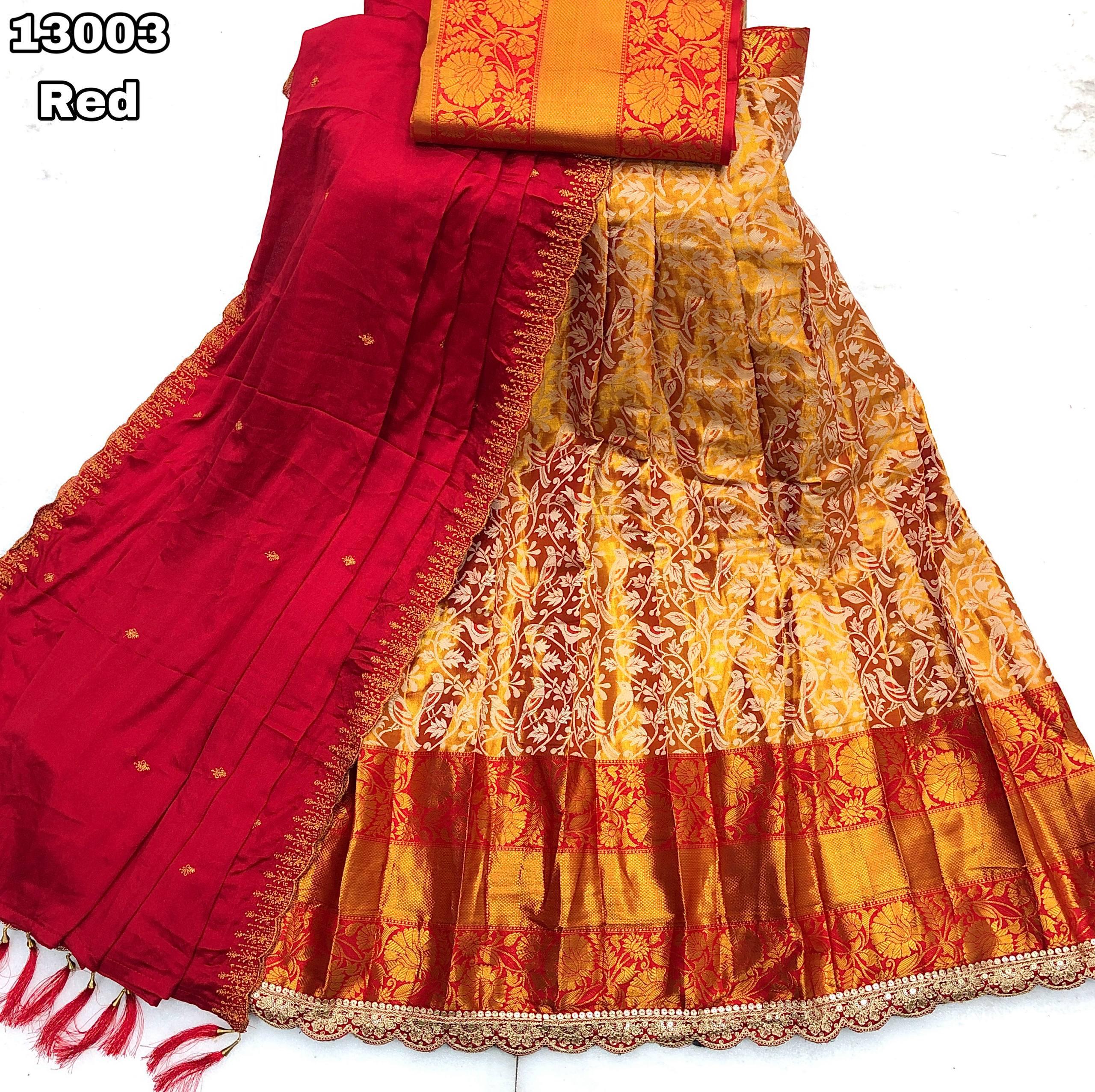 kanjivaram silk Gold zari weaving with sparrow - Image 5