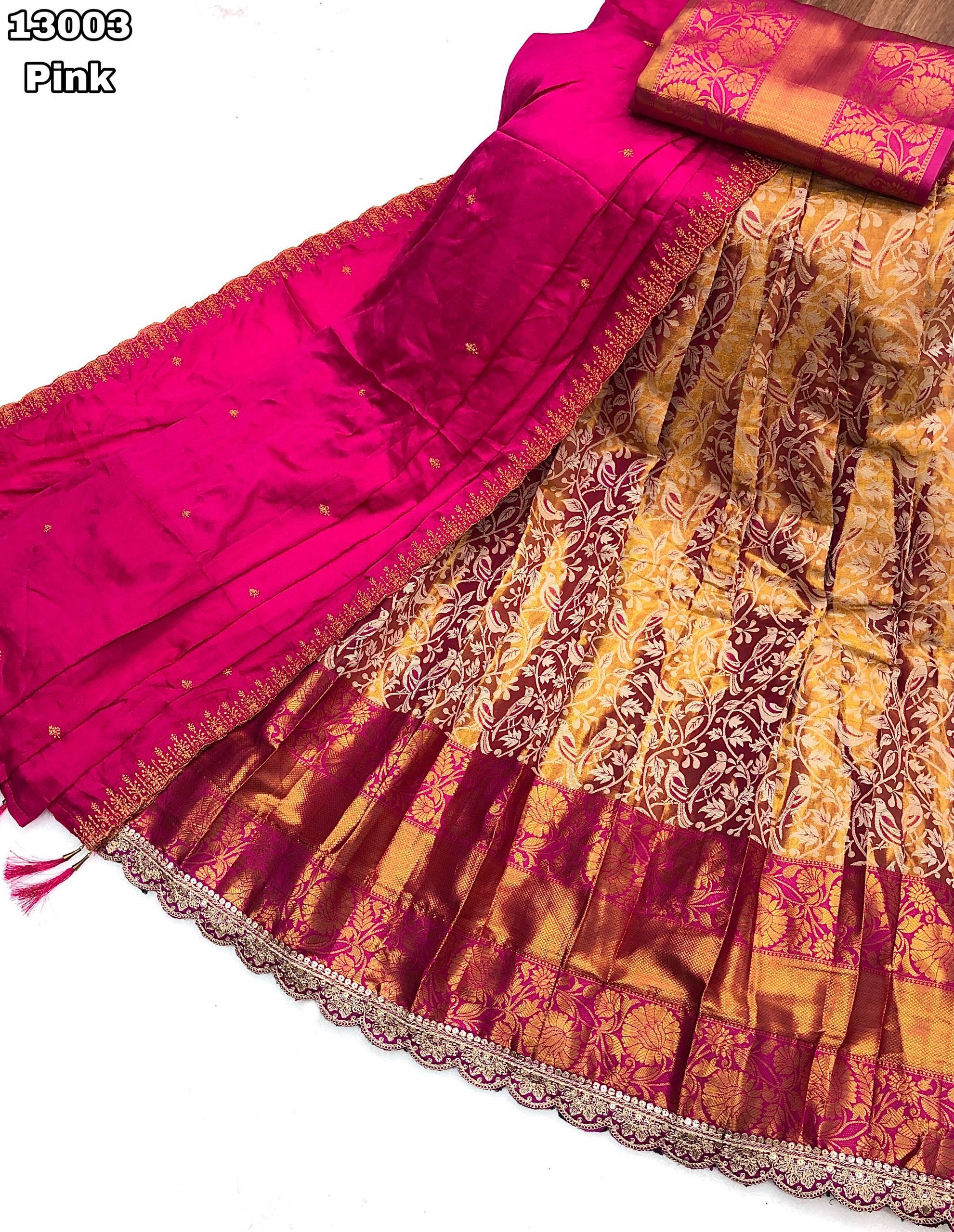 kanjivaram silk Gold zari weaving with sparrow - Image 7