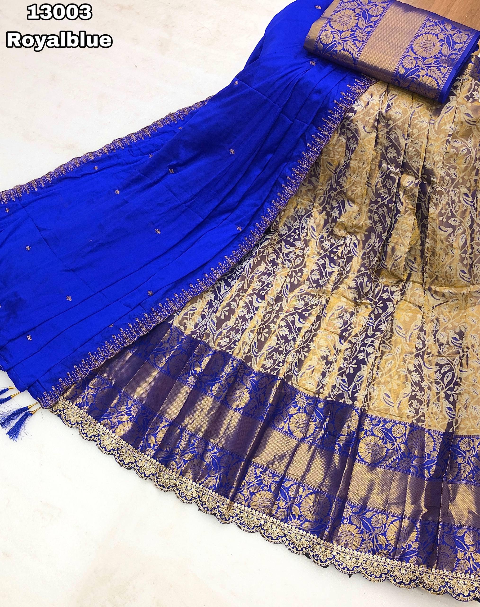 kanjivaram silk Gold zari weaving with sparrow - Image 6