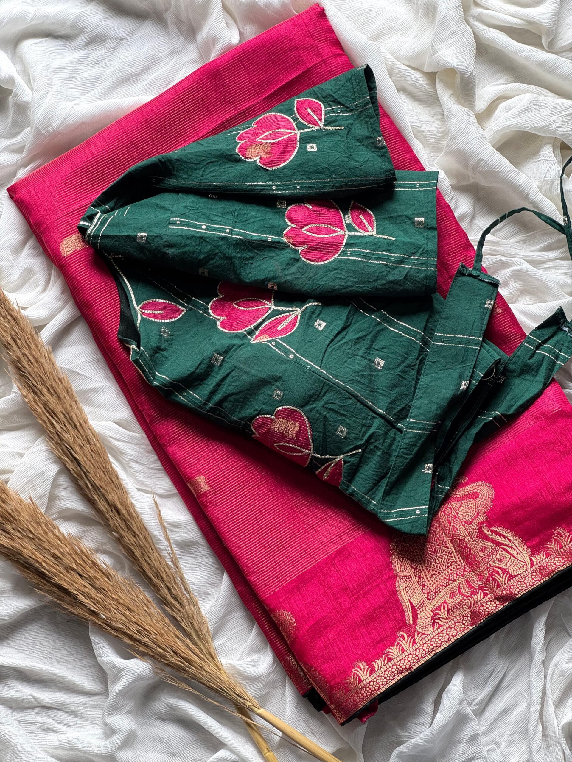 Pure soft tissue silk - Elephant weave border