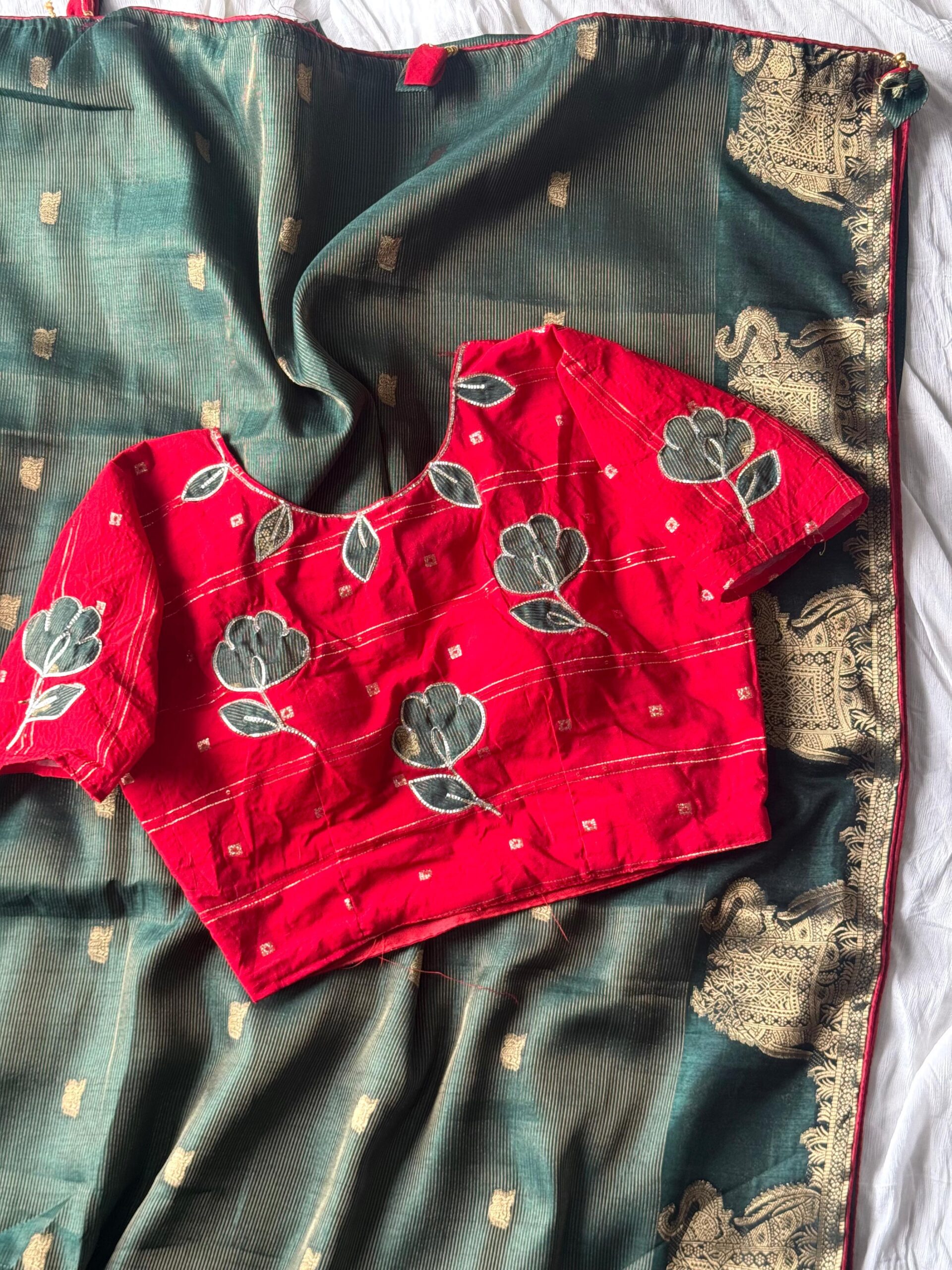 Pure soft tissue silk - Elephant weave border - Image 7