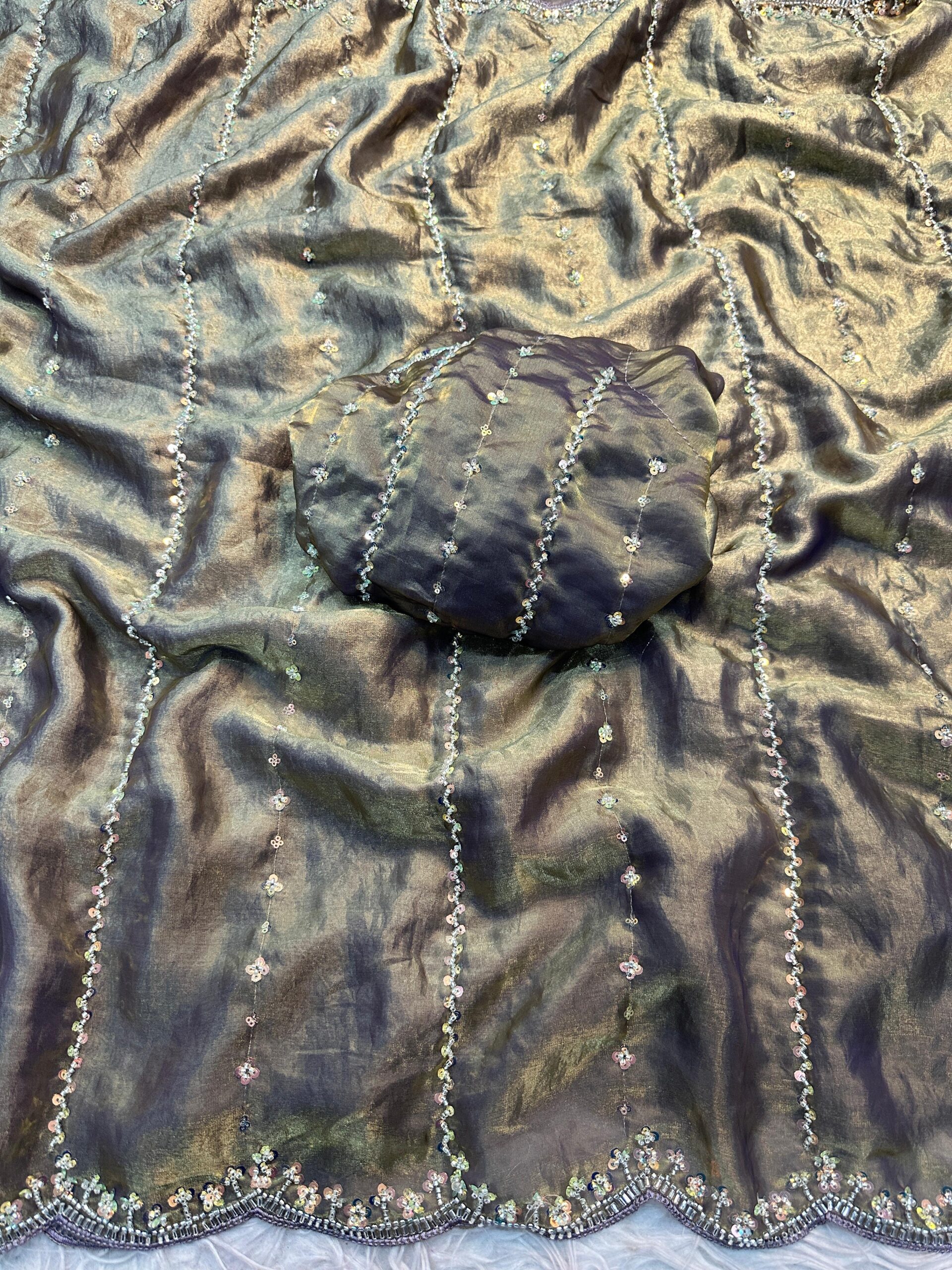 Space Silk Hand Work Saree - Image 3