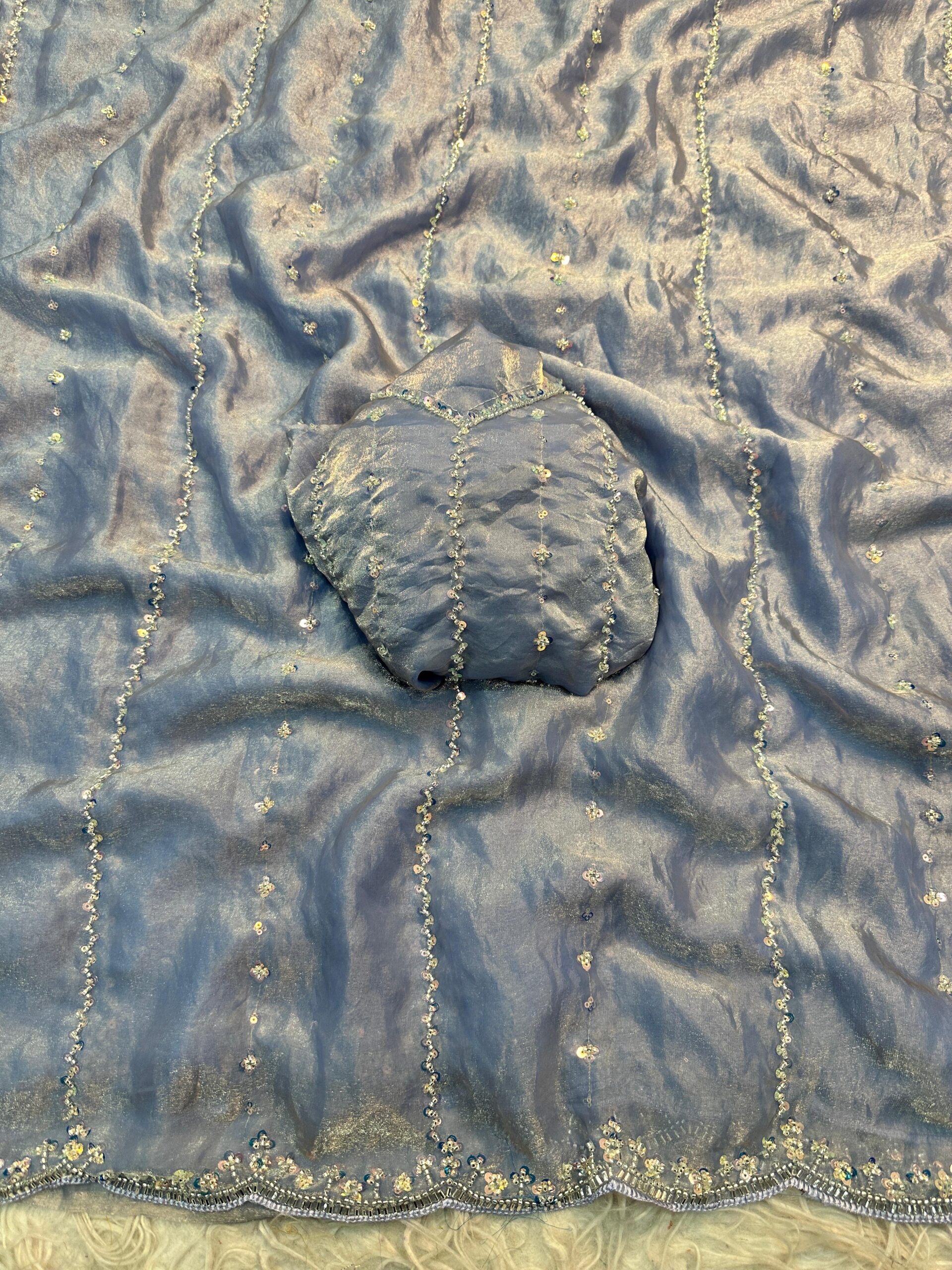 Space Silk Hand Work Saree - Image 6