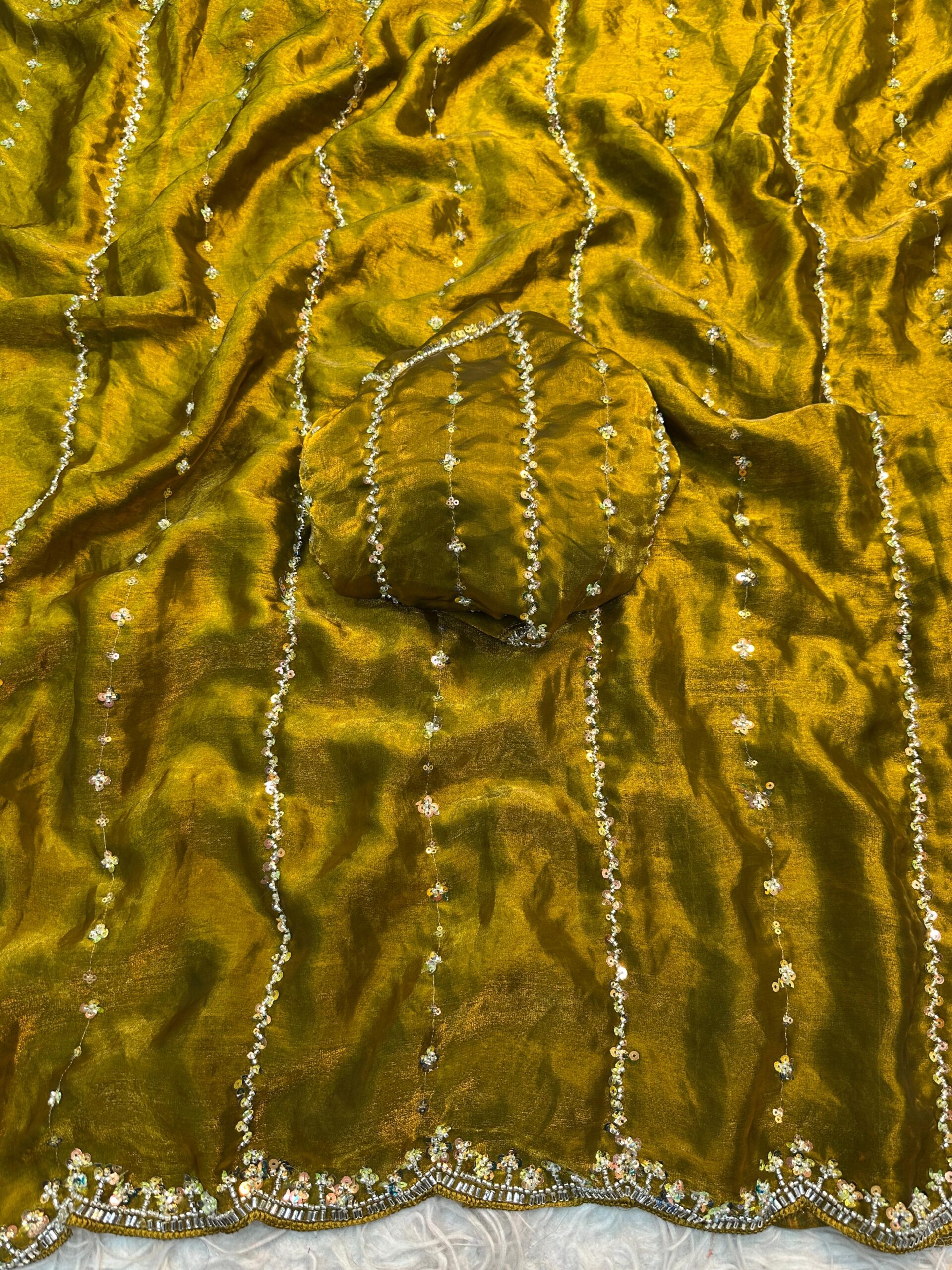 Space Silk Hand Work Saree - Image 5