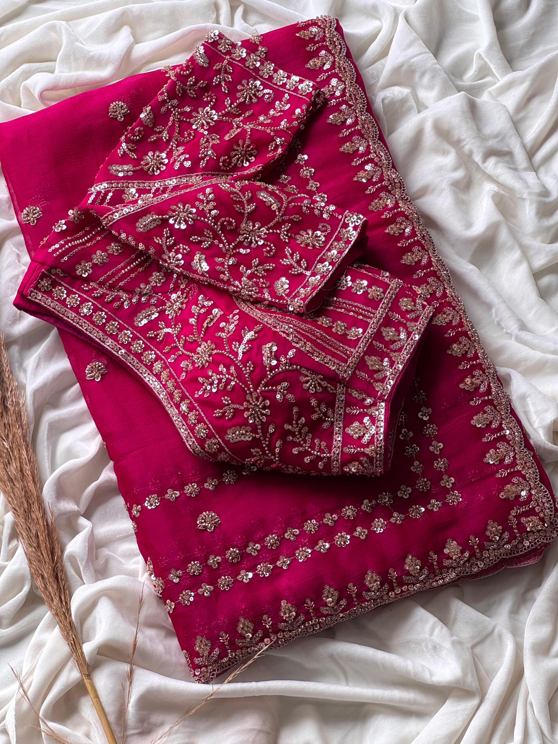 Tissue crepe silk Cocktail handwork Saree