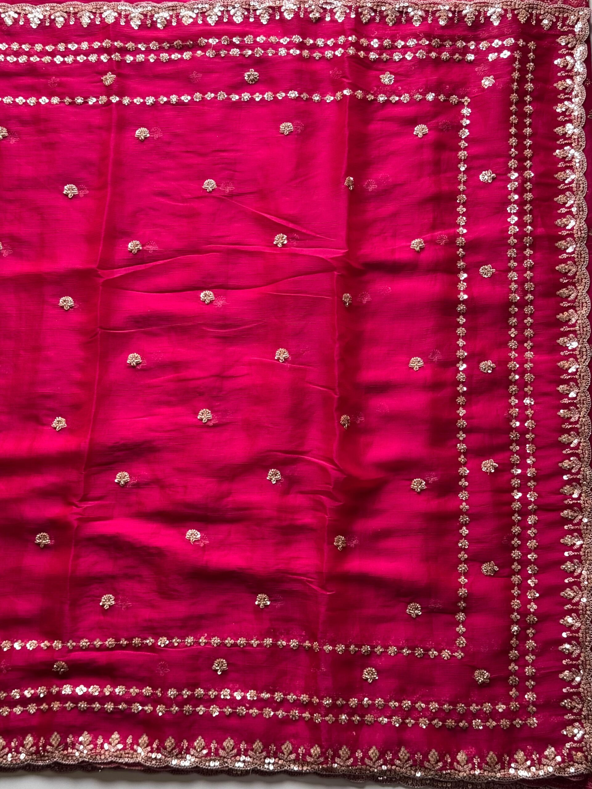 Tissue crepe silk Cocktail handwork Saree - Image 4