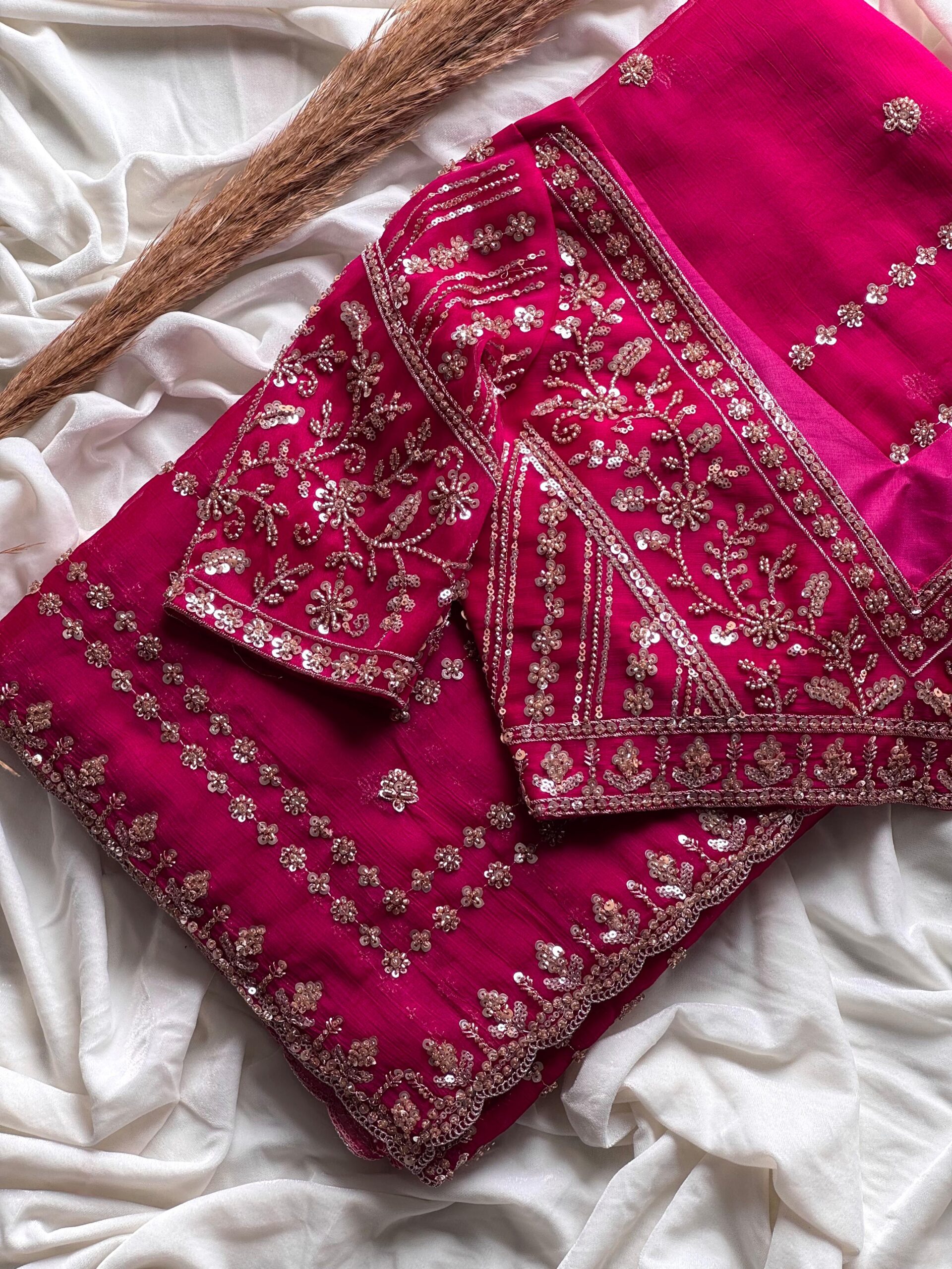 Tissue crepe silk Cocktail handwork Saree - Image 5