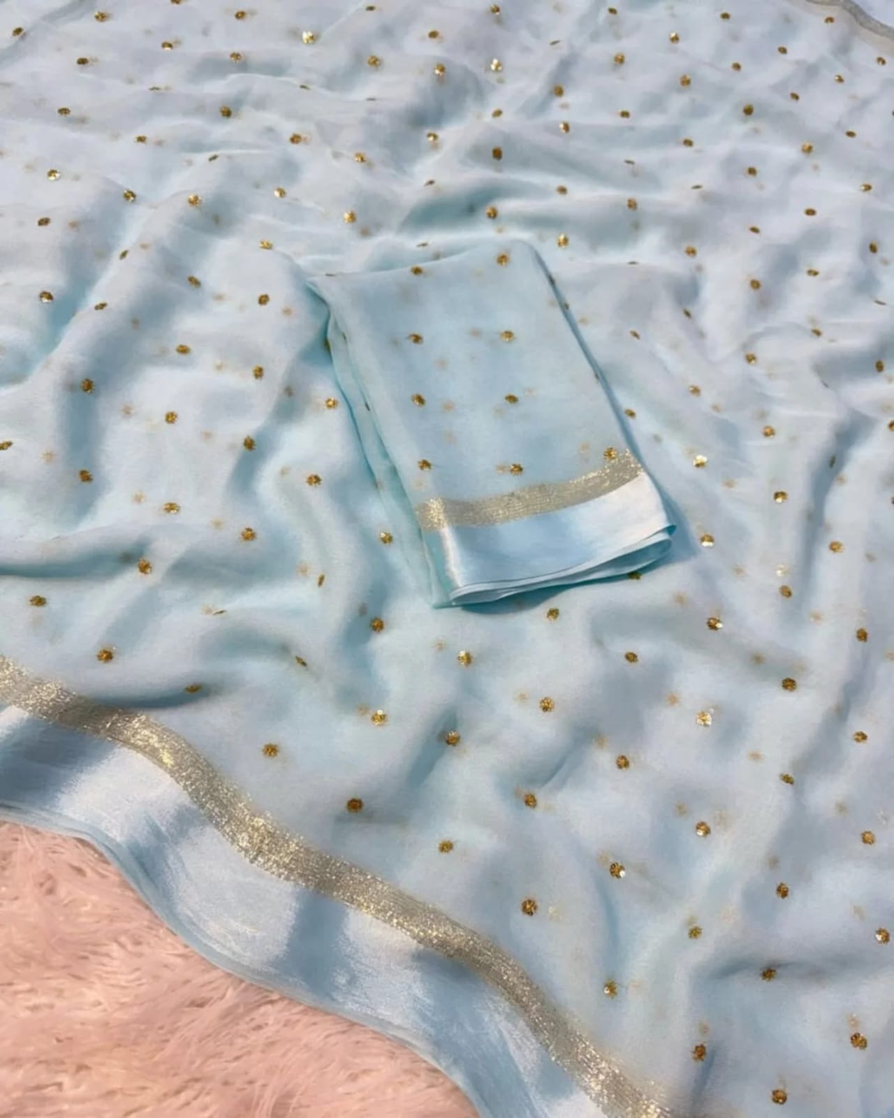 Satin Georgette with sequence butti - Image 14