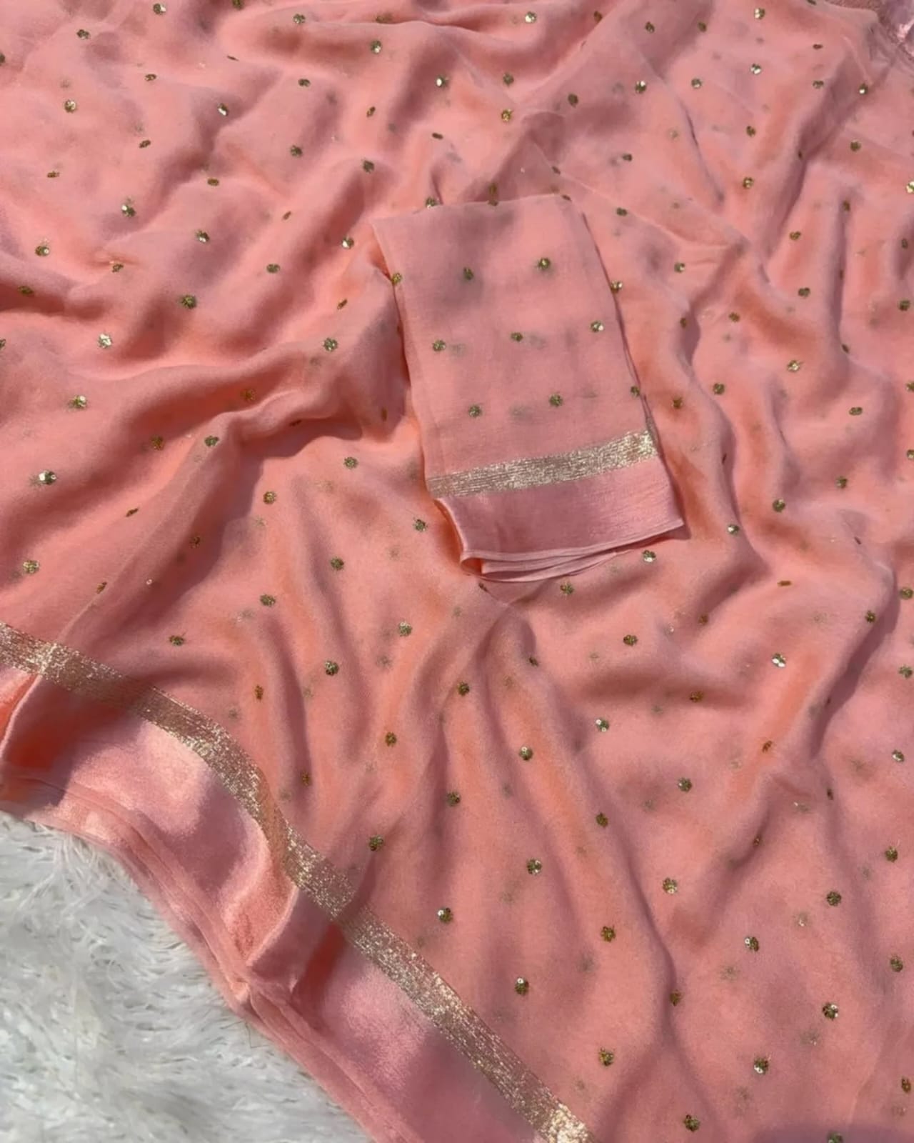 Satin Georgette with sequence butti - Image 8