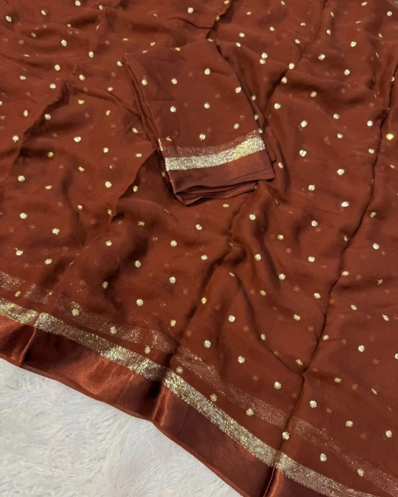 Satin Georgette with sequence butti - Image 7