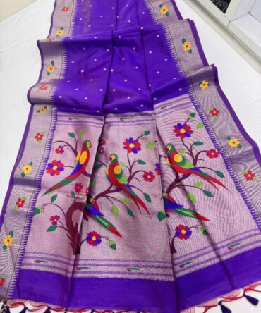 Soft Tussar silk Paithani saree