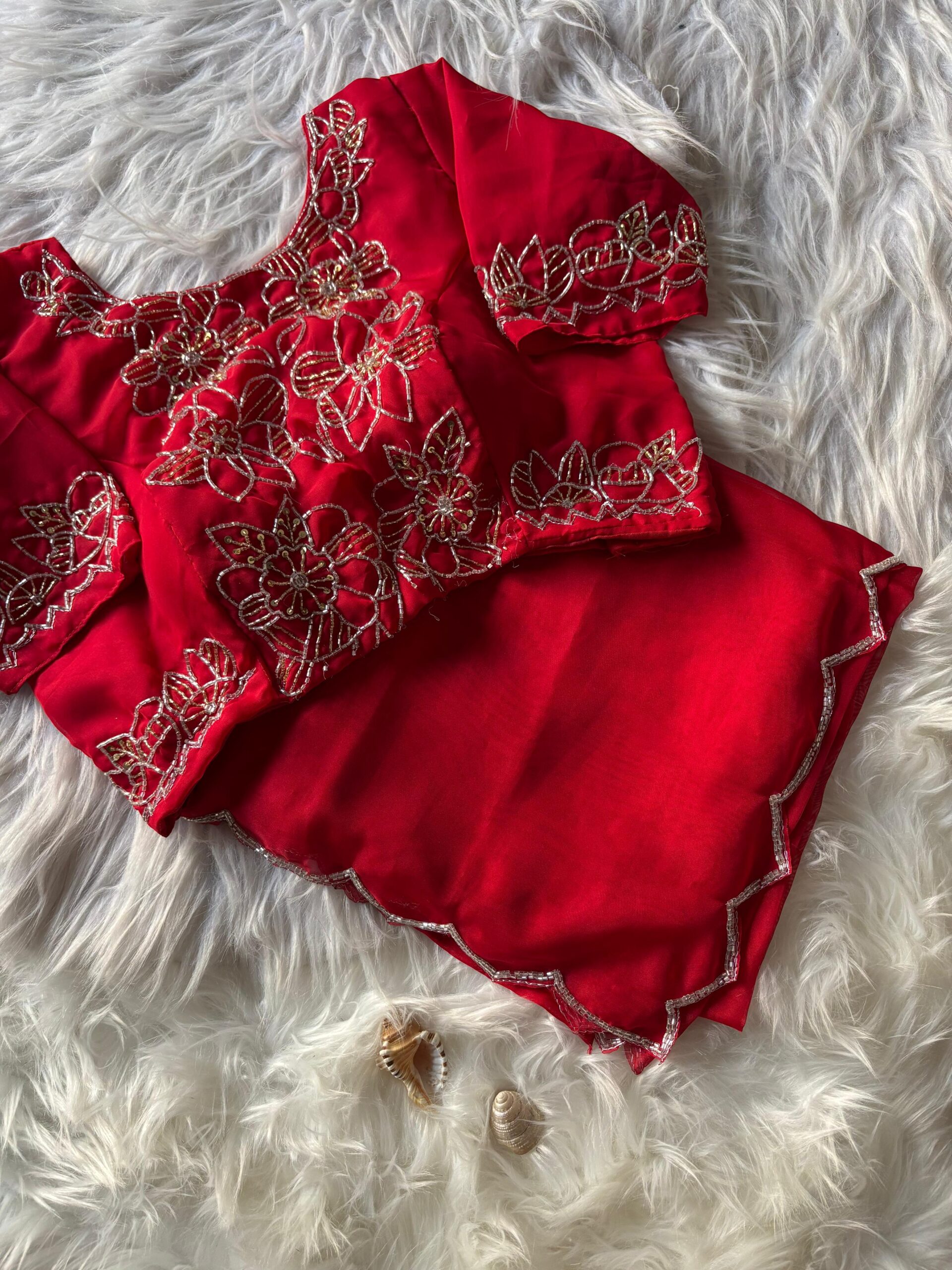 Silk Handwork cuttdana Work Sareee