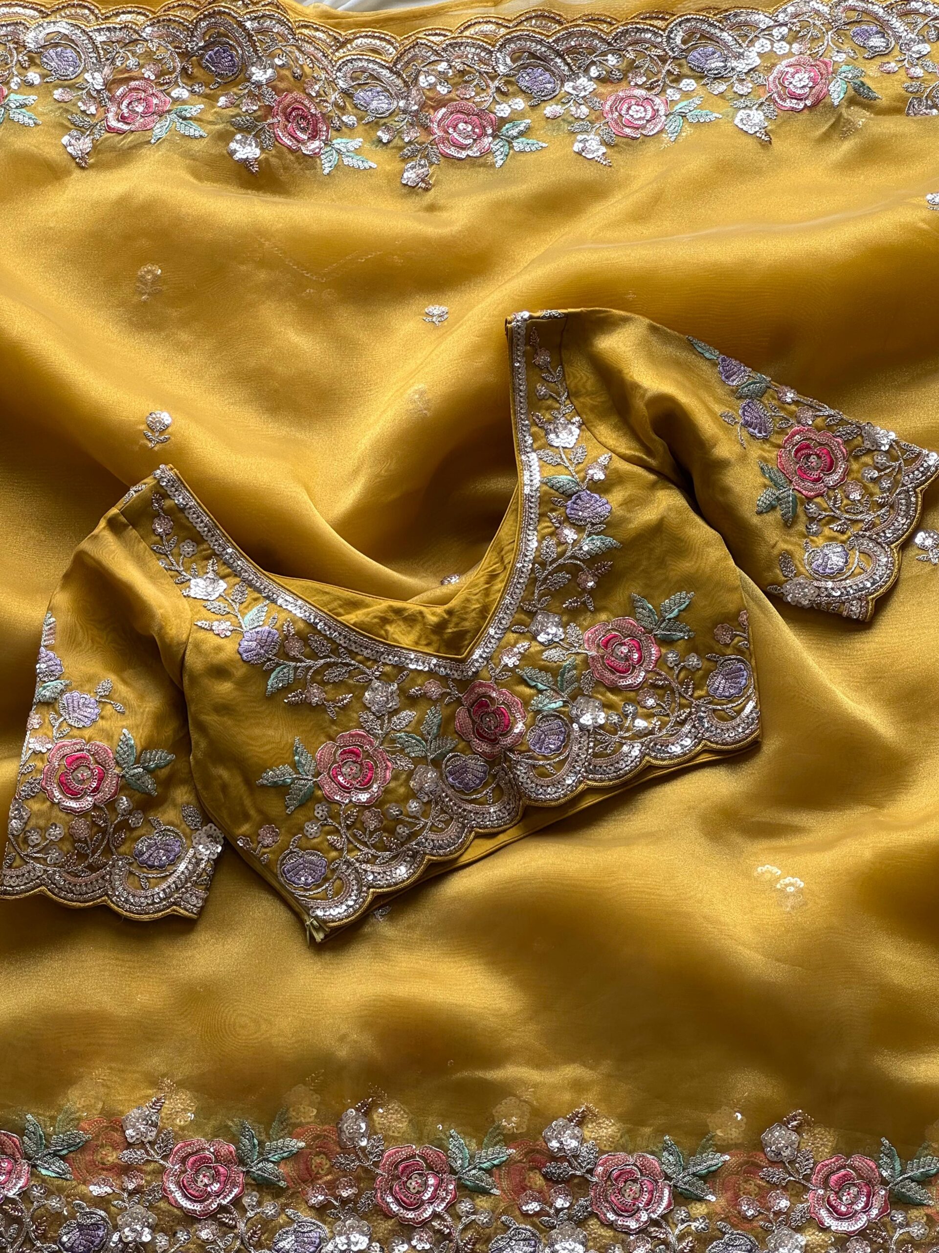 Yellow ferry sareee - Image 7