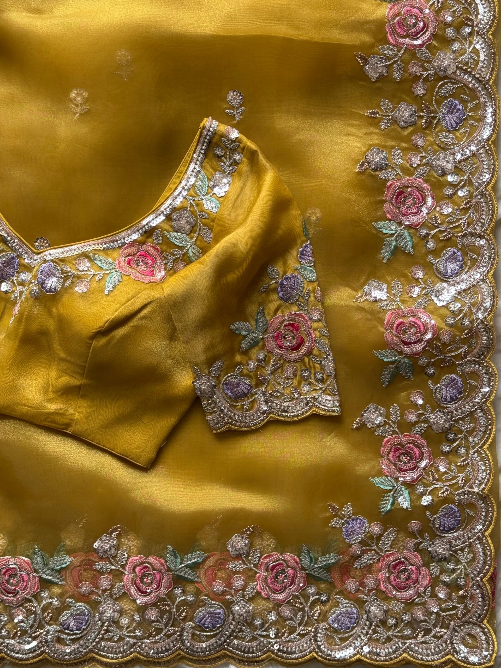 Yellow ferry sareee - Image 8