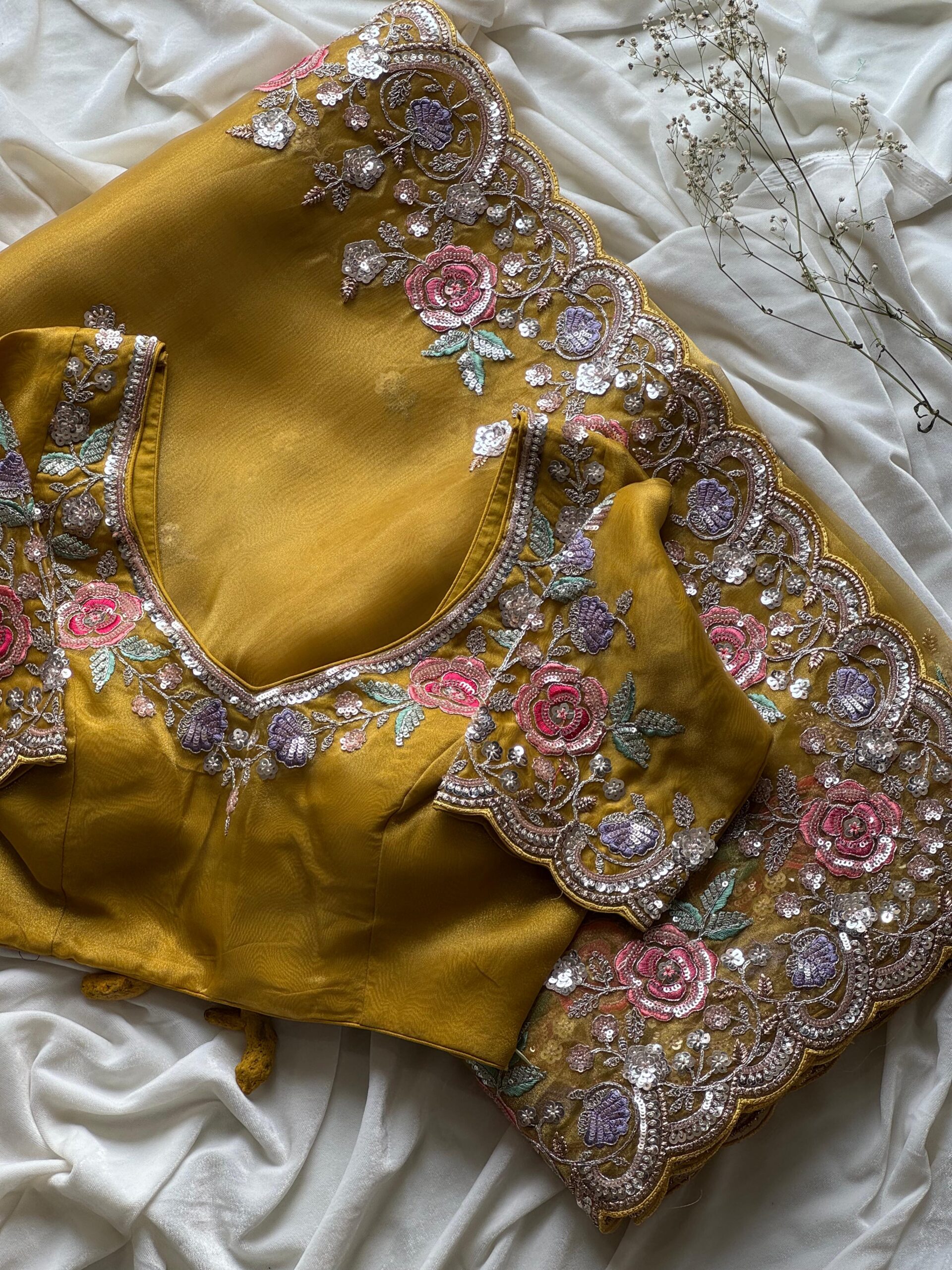 Yellow ferry sareee - Image 5