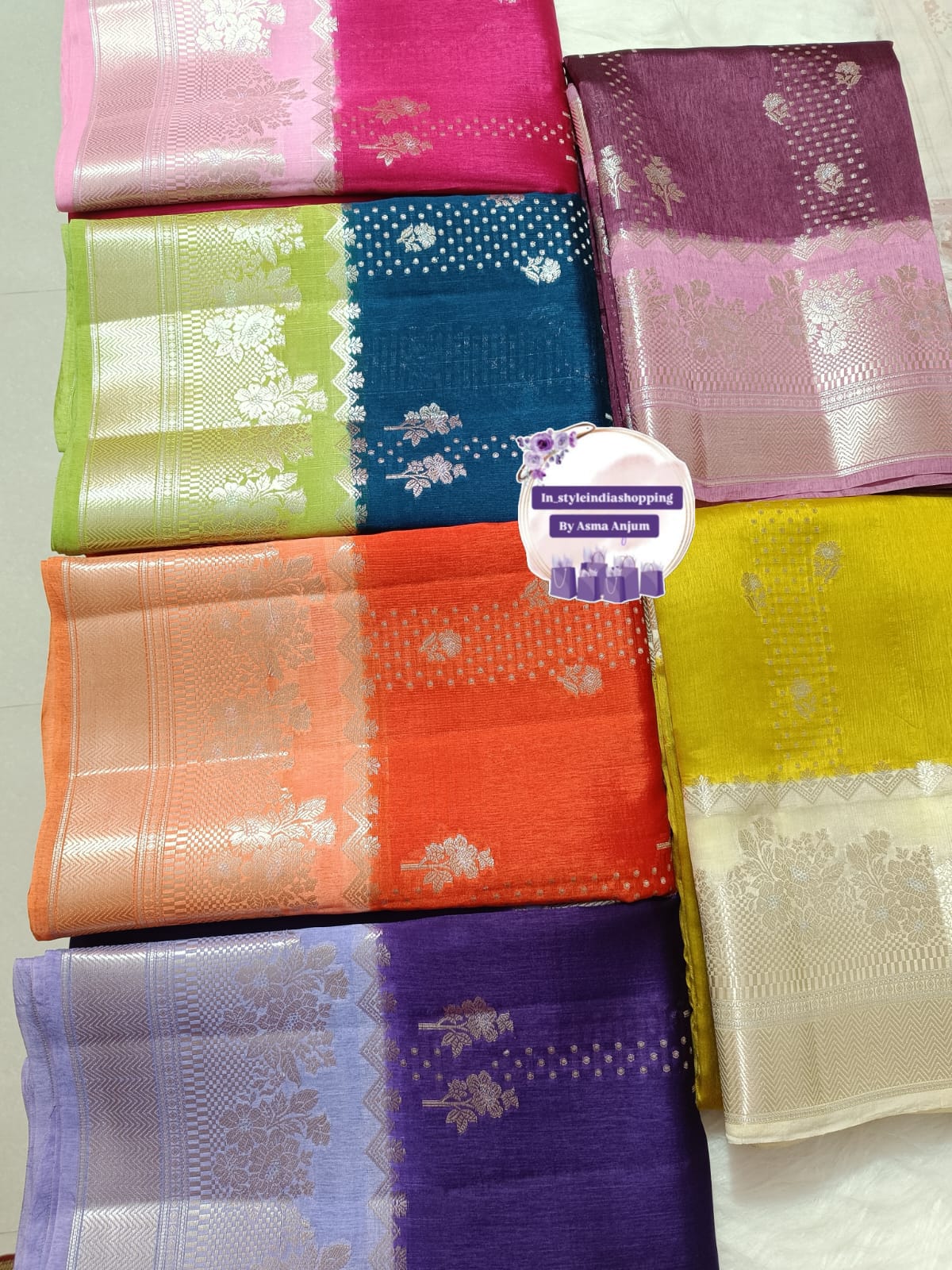Beautiful pure raw mango sarees - Image 14