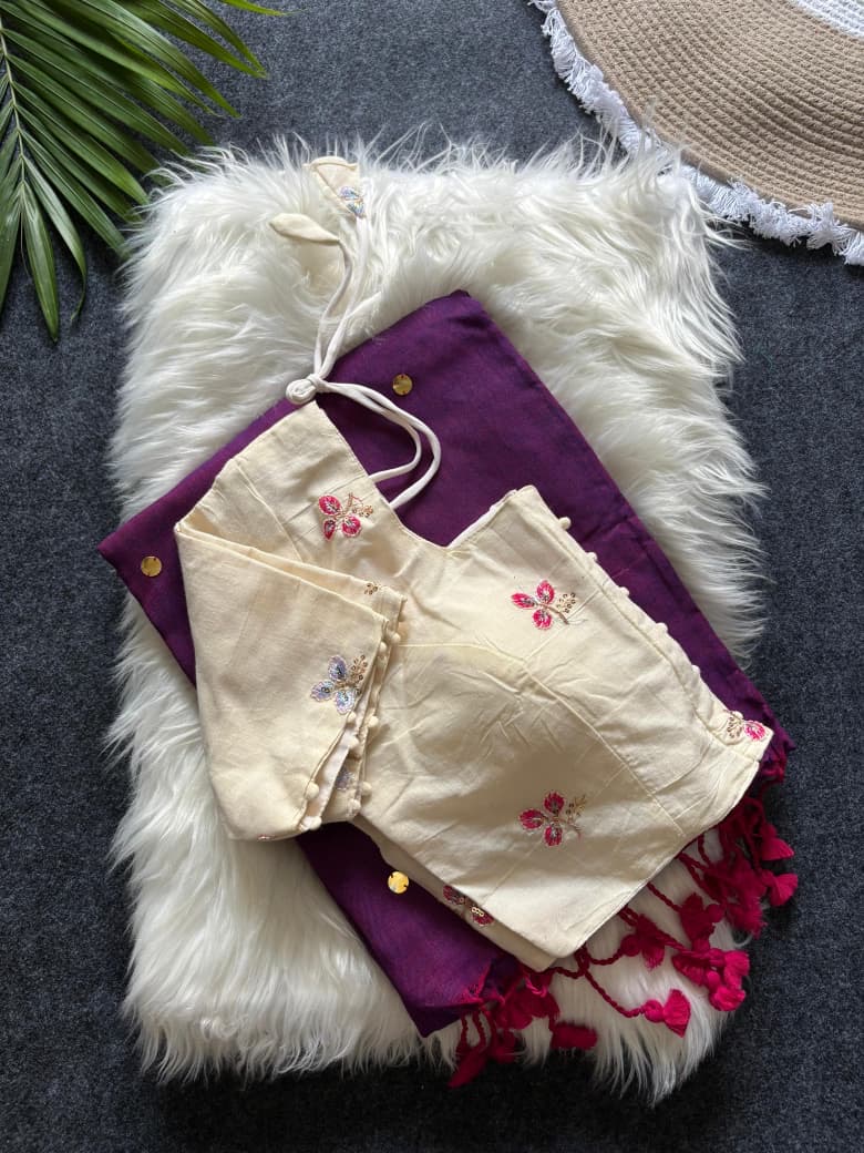 Soft khadi cotton celebrity inspired saree - Image 9