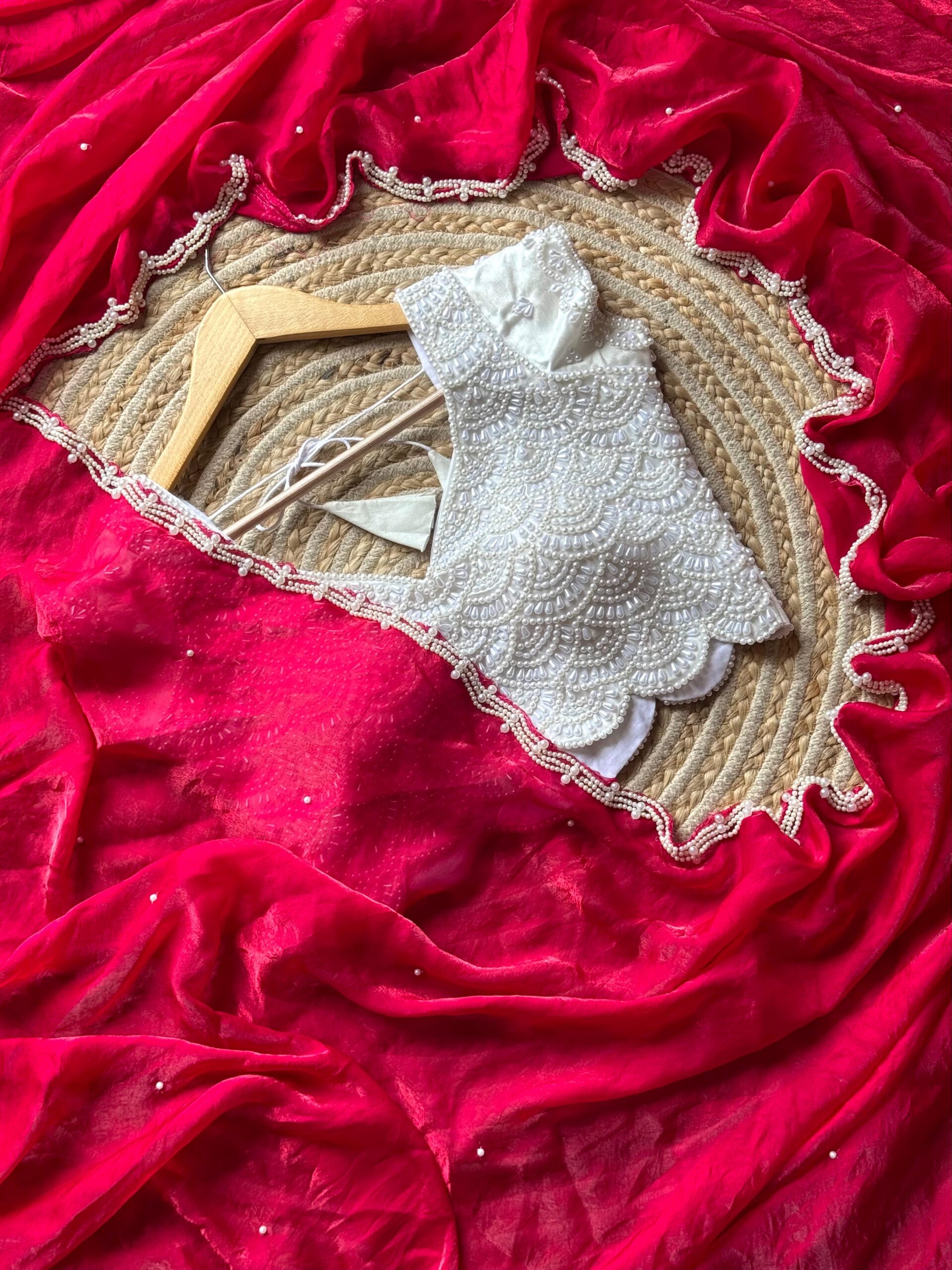 Soft space silk saree with fully handwork - Image 7