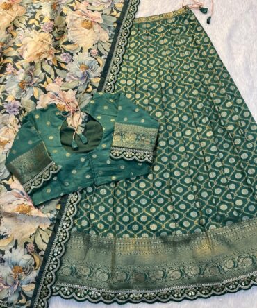 Pure Banarasi Zari Meena Weaved  Stiched Lehanga