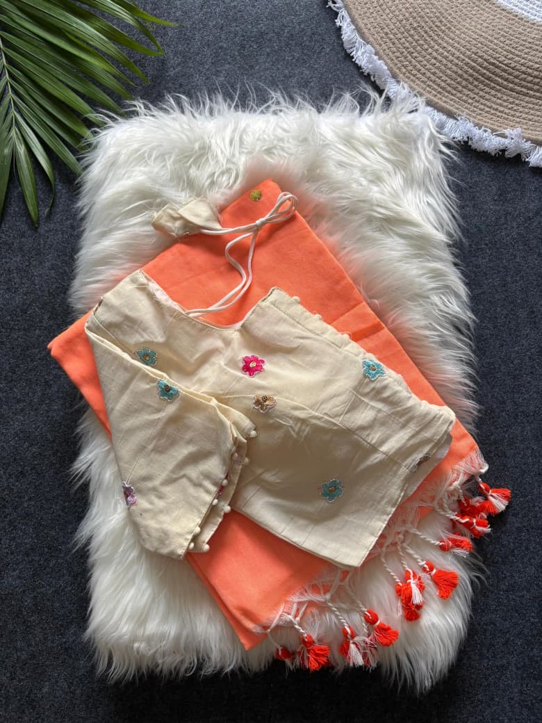 Soft khadi cotton celebrity inspired saree - Image 12