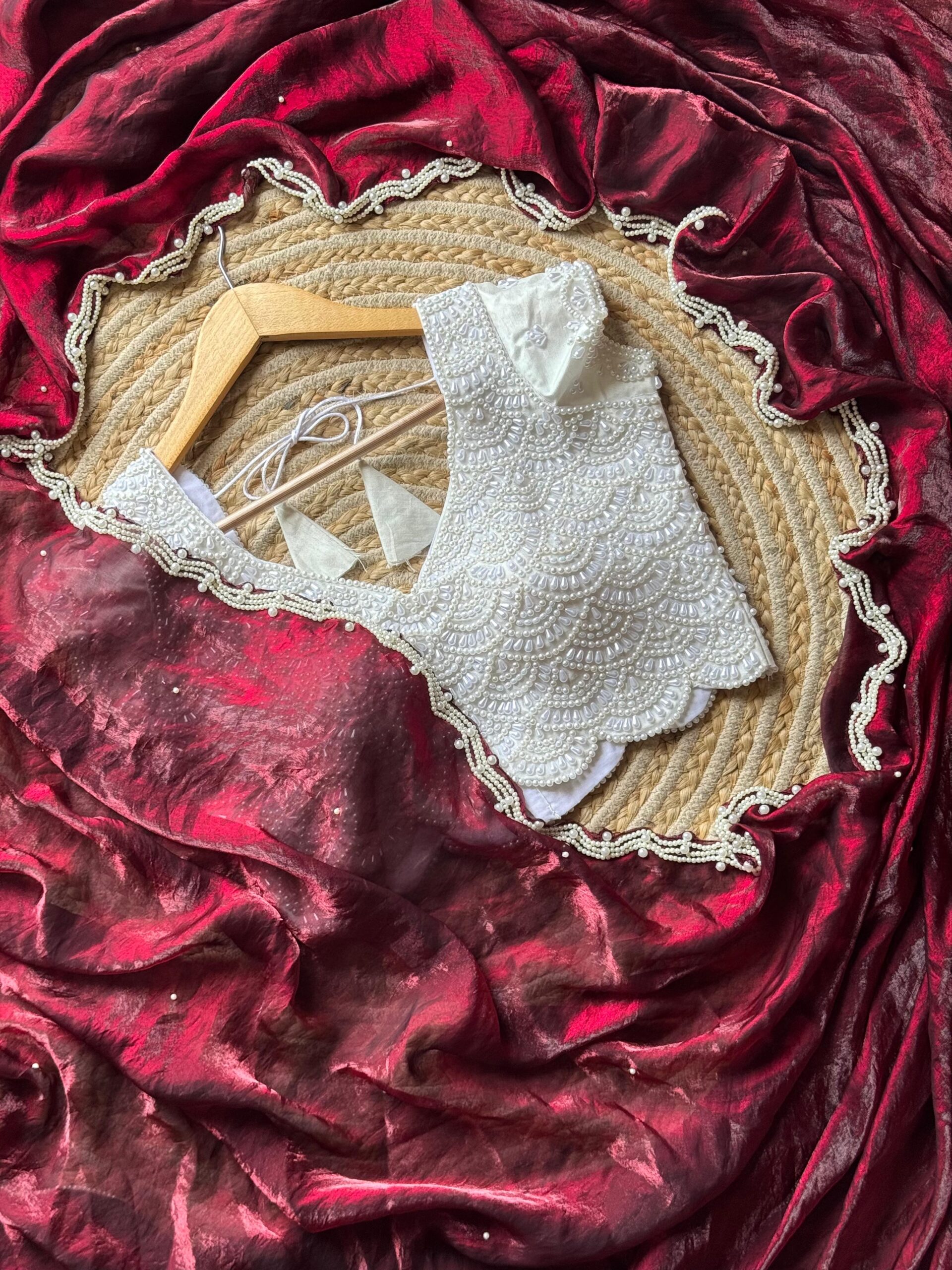 Soft space silk saree with fully handwork - Image 14