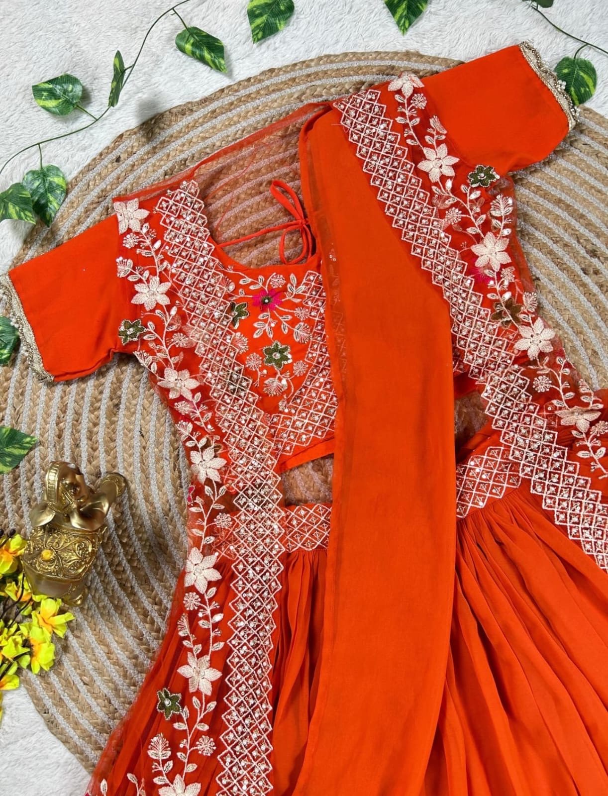 Oranjaa-Pinka Half Saree with Coat - Image 3