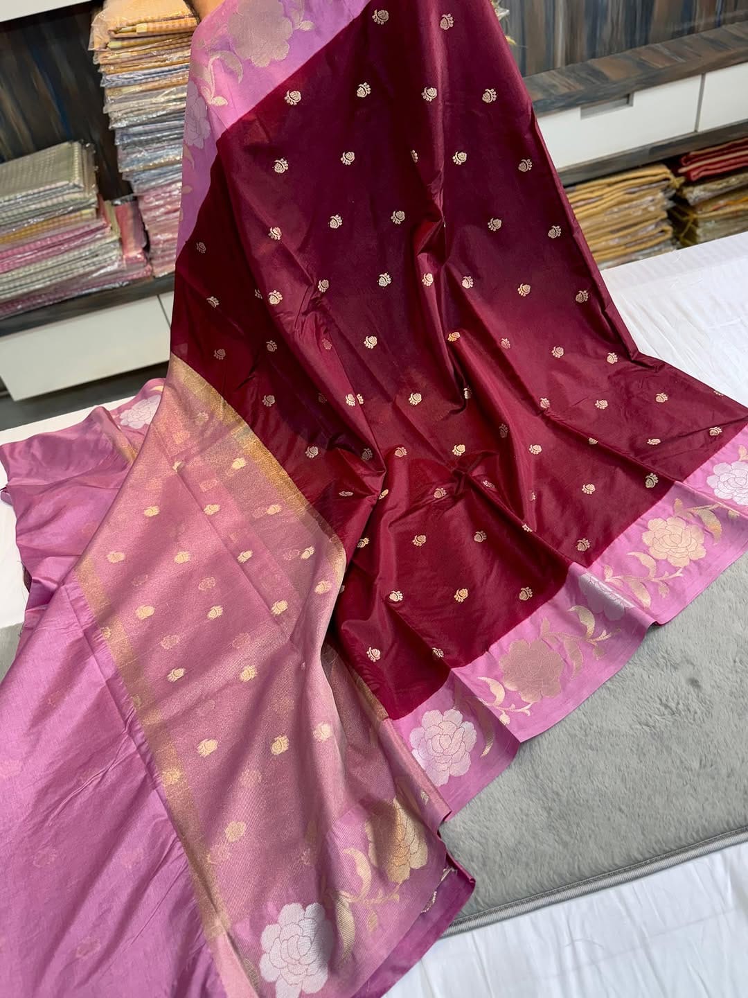 Banarasi Dyble Dupion Soft Silk Saree - Image 9