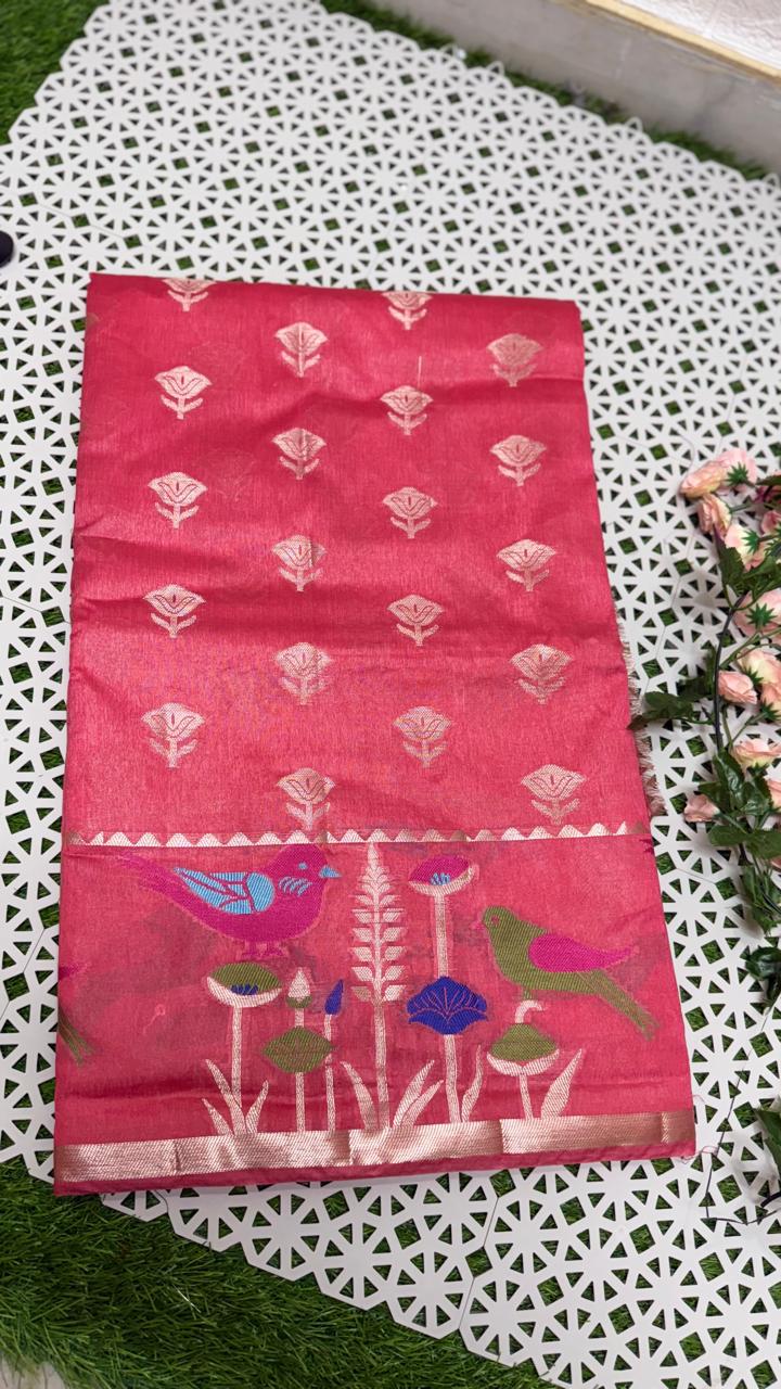Graceful Paper Silk Sarees with delicate all-over bflowers - Image 6