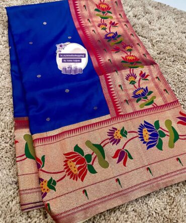 Paithani soft silk all over pretty lotus designs munia