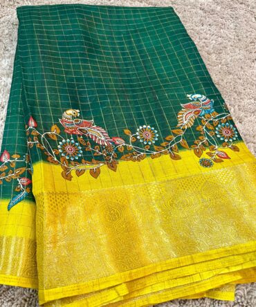 Semi Mangalagiri pretty design saree