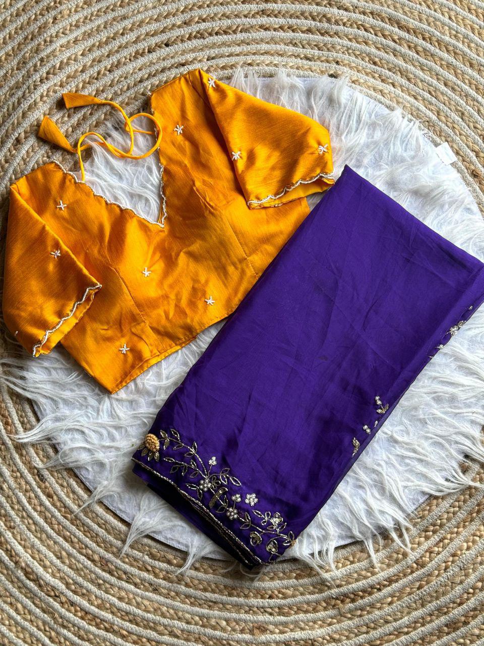Khatli work saree