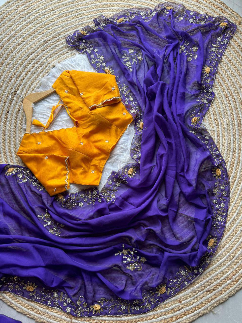 Khatli work saree - Image 4