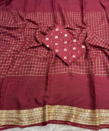 Viscos Georgette with middle Chex and beautiful saree