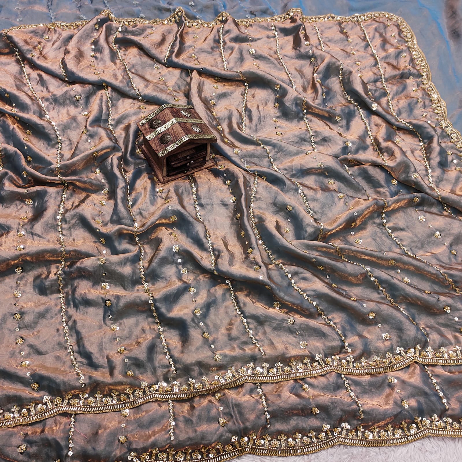 Pure Fandy Sattin Silk saree - Image 7