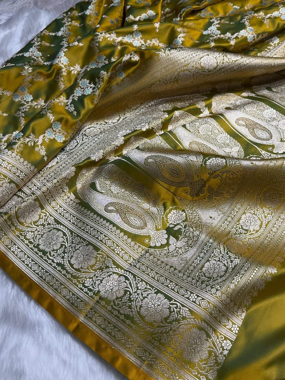 Handloom Banarasi Mashru Katan silk Saree - Image 14