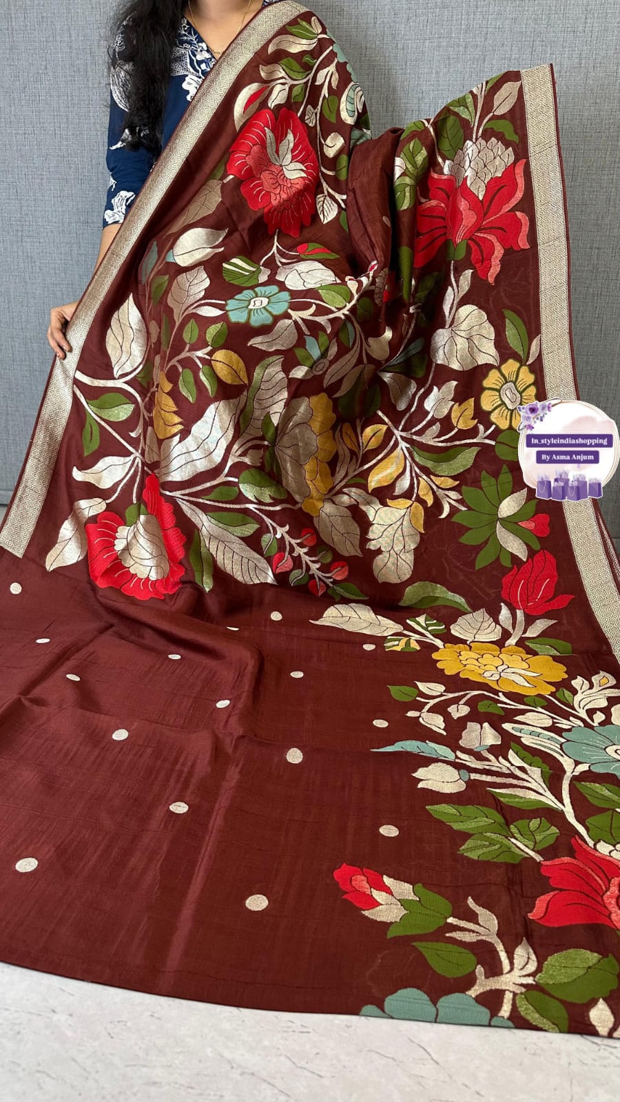 Jamdani tusser saree - Image 6