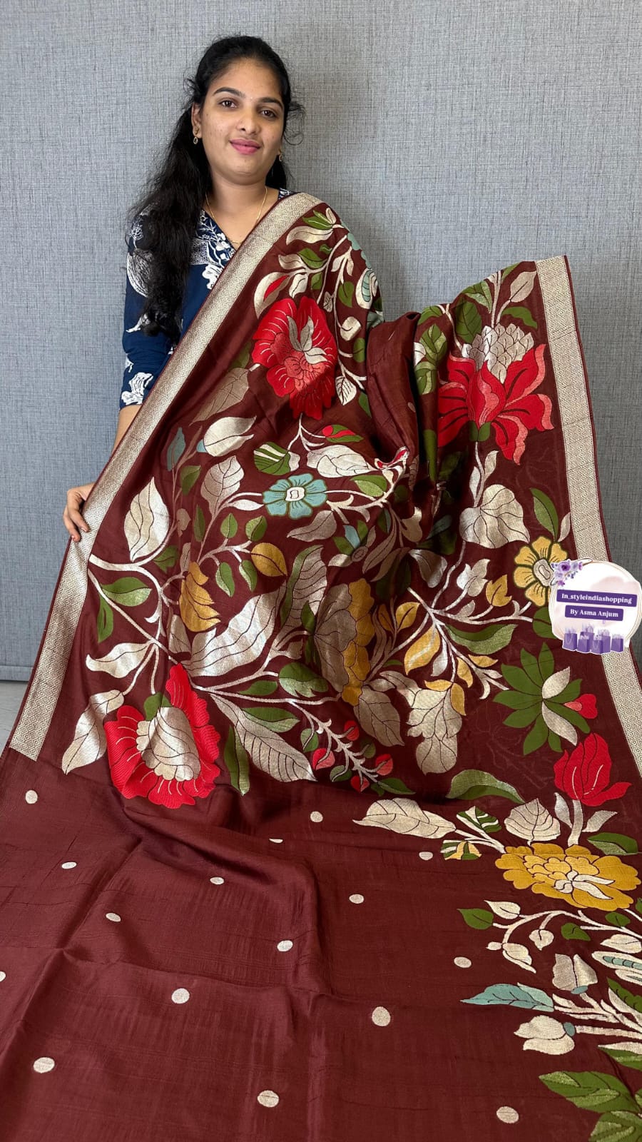 Jamdani tusser saree - Image 4